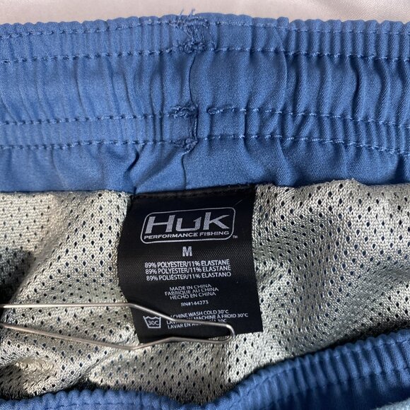 Men’s Huk Pursuit Volley Swim Shorts- Sz M Blue Drawstring Mesh Liner - Picture 6 of 8